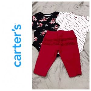 🔴SOLD🔴 Carter’s Red & Black Floral Set